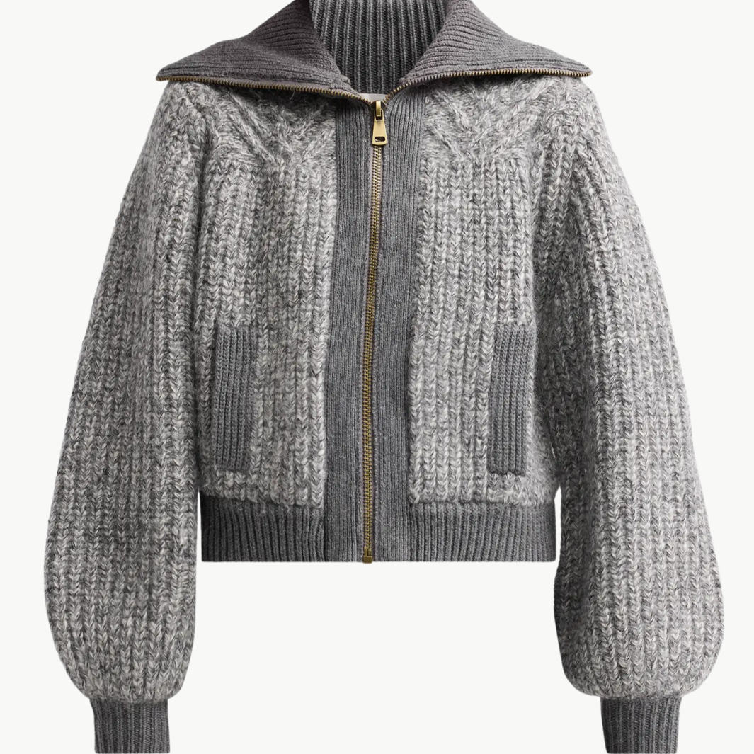 BA&SH Rabel Wool Blend Zip Up Cardigan at Romi Boutique