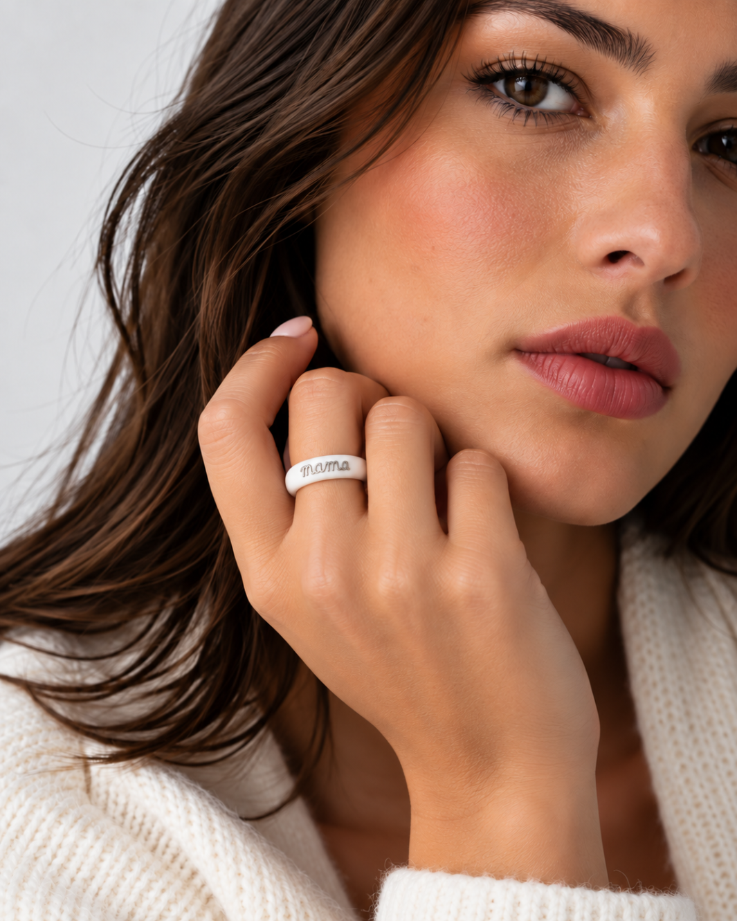 Sterling Silver Mama Silicone Ring