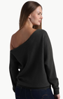 Minnie Rose CASHMERE OFF THE SHOULDER TOP IN BLACK CHARCOAL at Romi Boutique