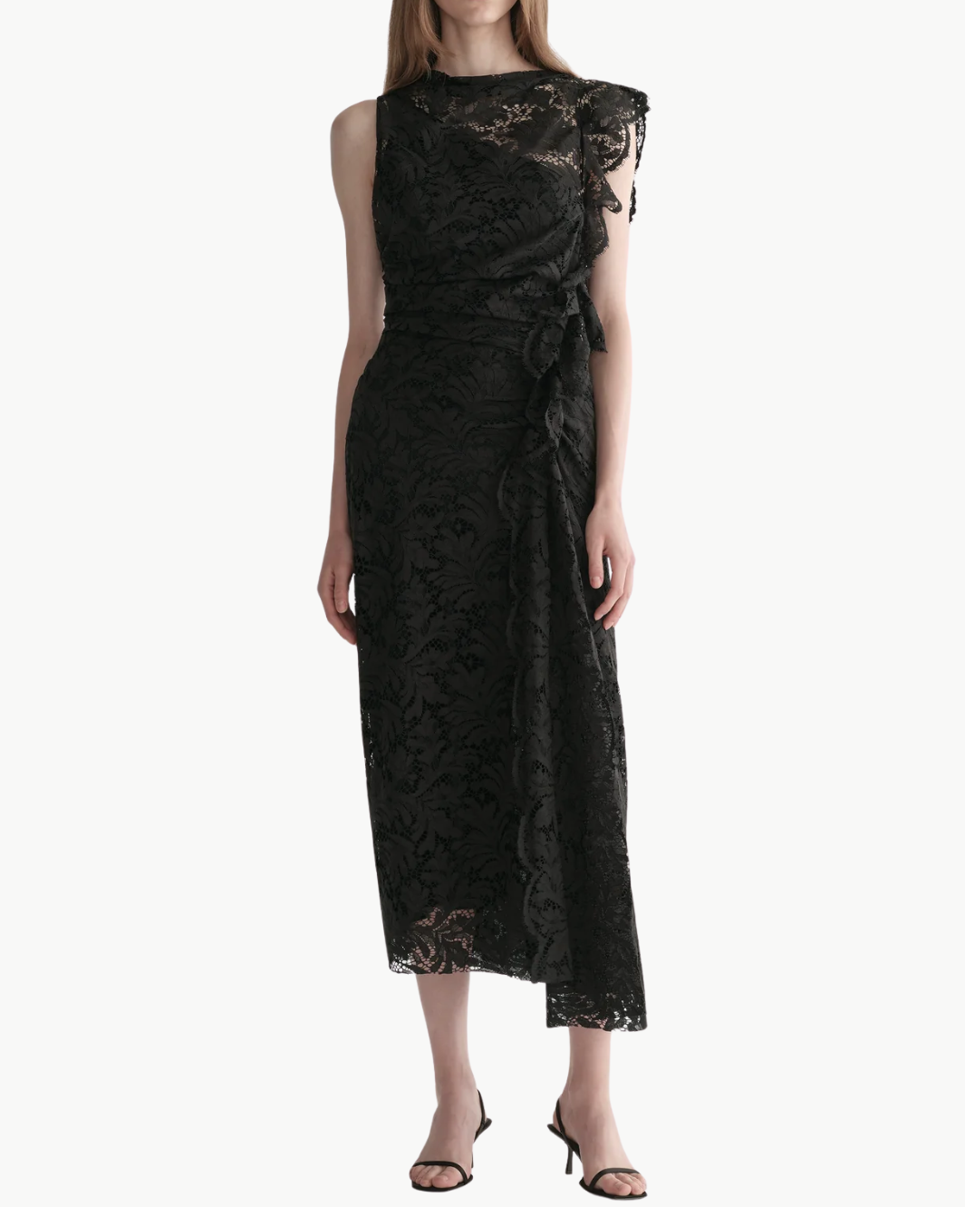 ASTRID LACE MIDI DRESS IN BLACK
