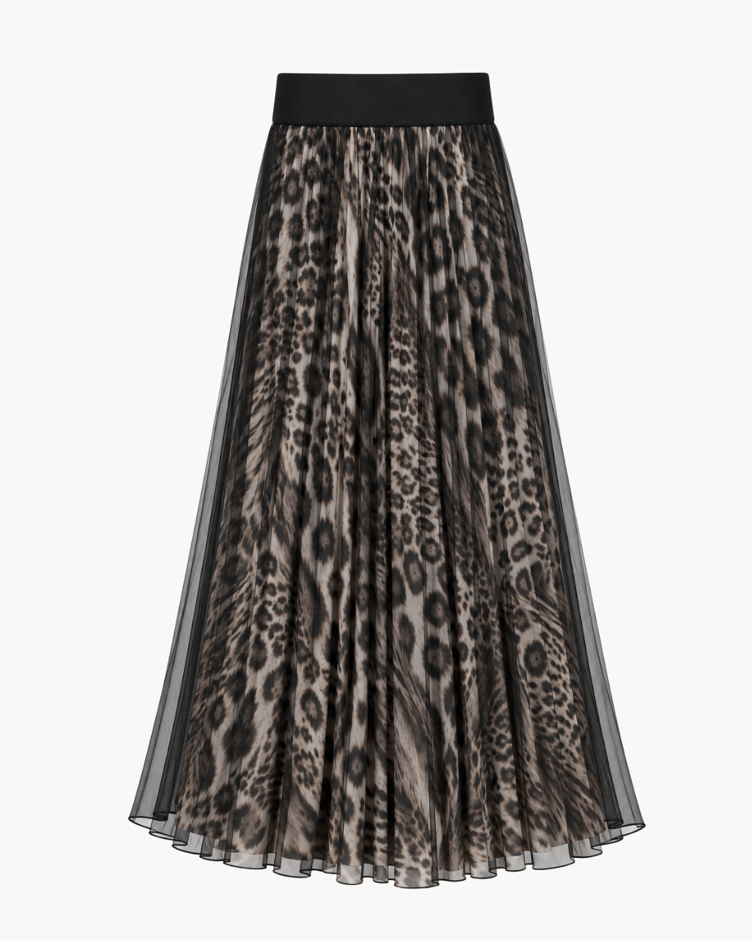 Chiffon Skirt with Mesh Overlay