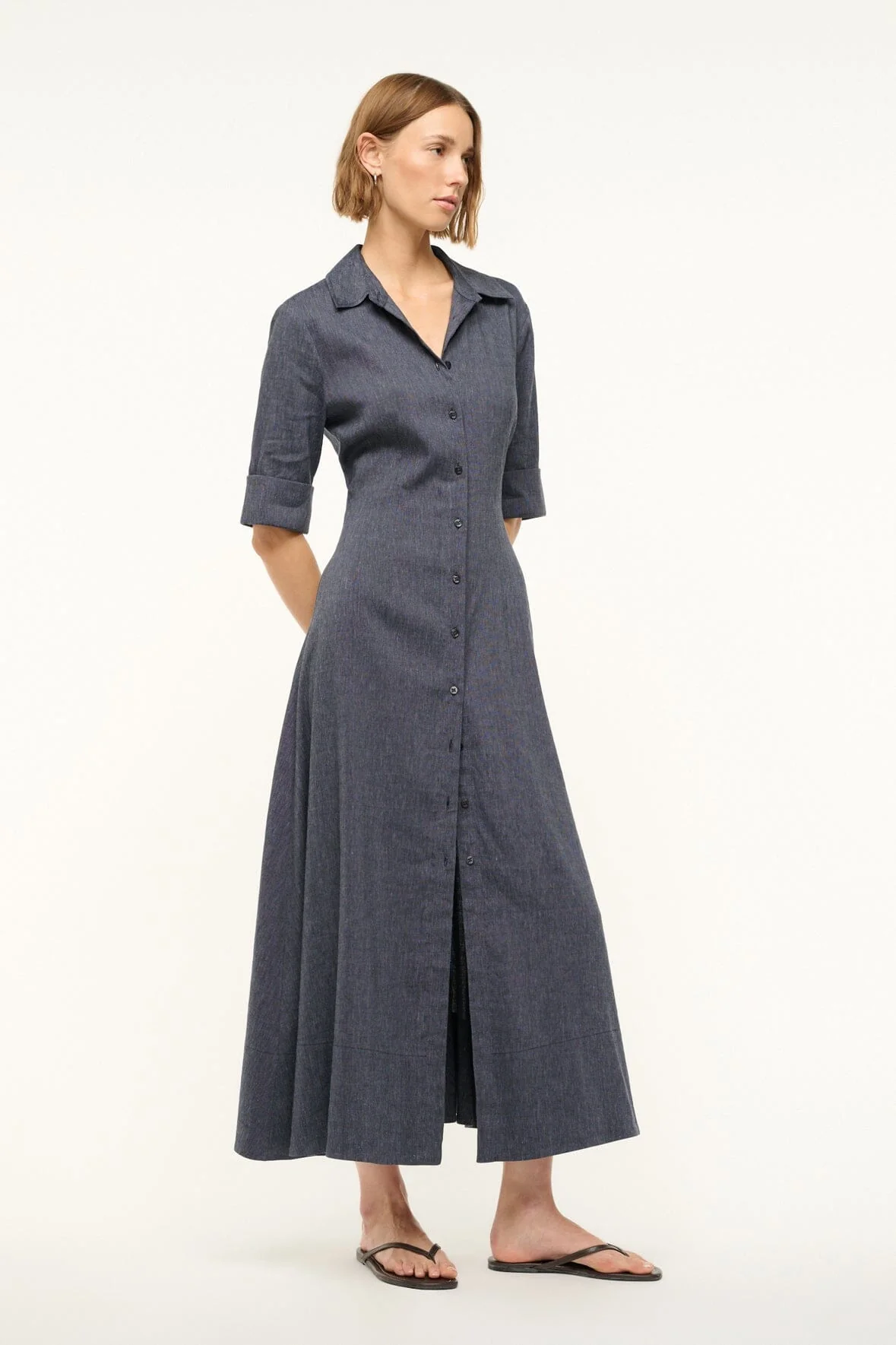 JOAN LINEN DRESS IN CHAMBRAY