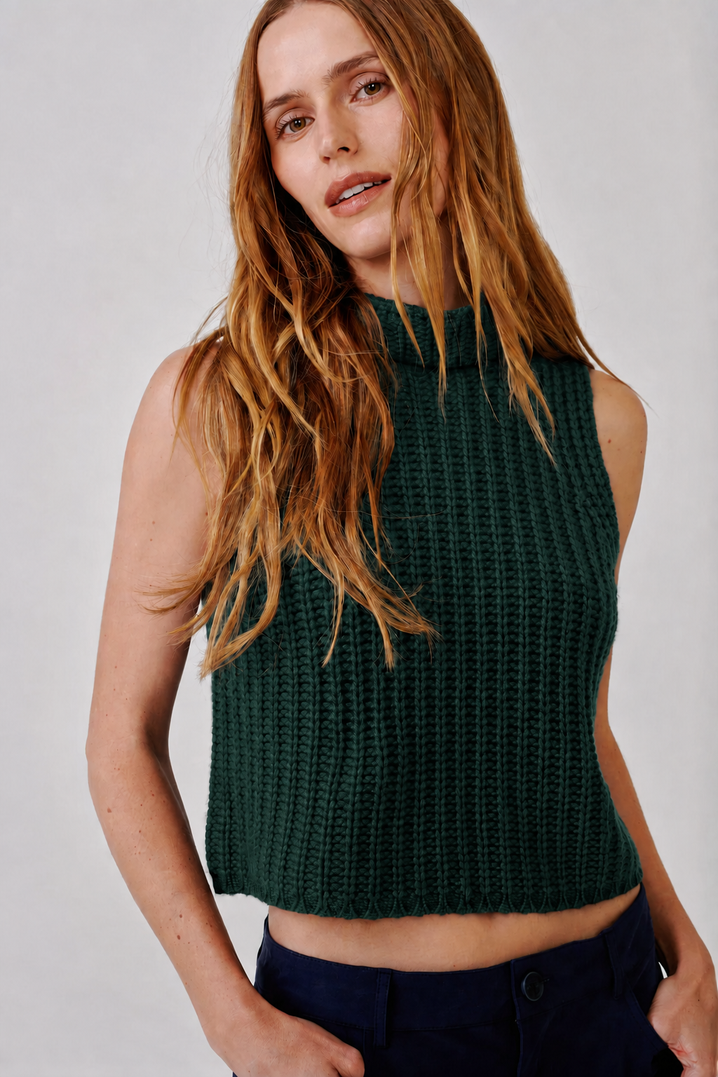 Saige Cropped Cashmere Turtleneck