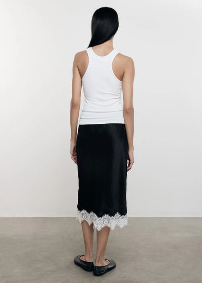 HAMMERED SATIN SLIP SKIRT IN BLACK - Romi Boutique