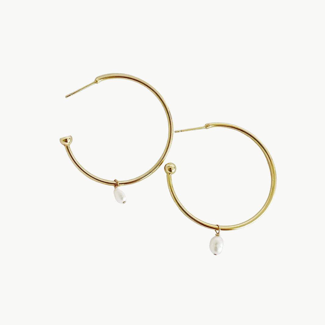 Romi Pearl Island Hoop Earrings at Romi Boutique