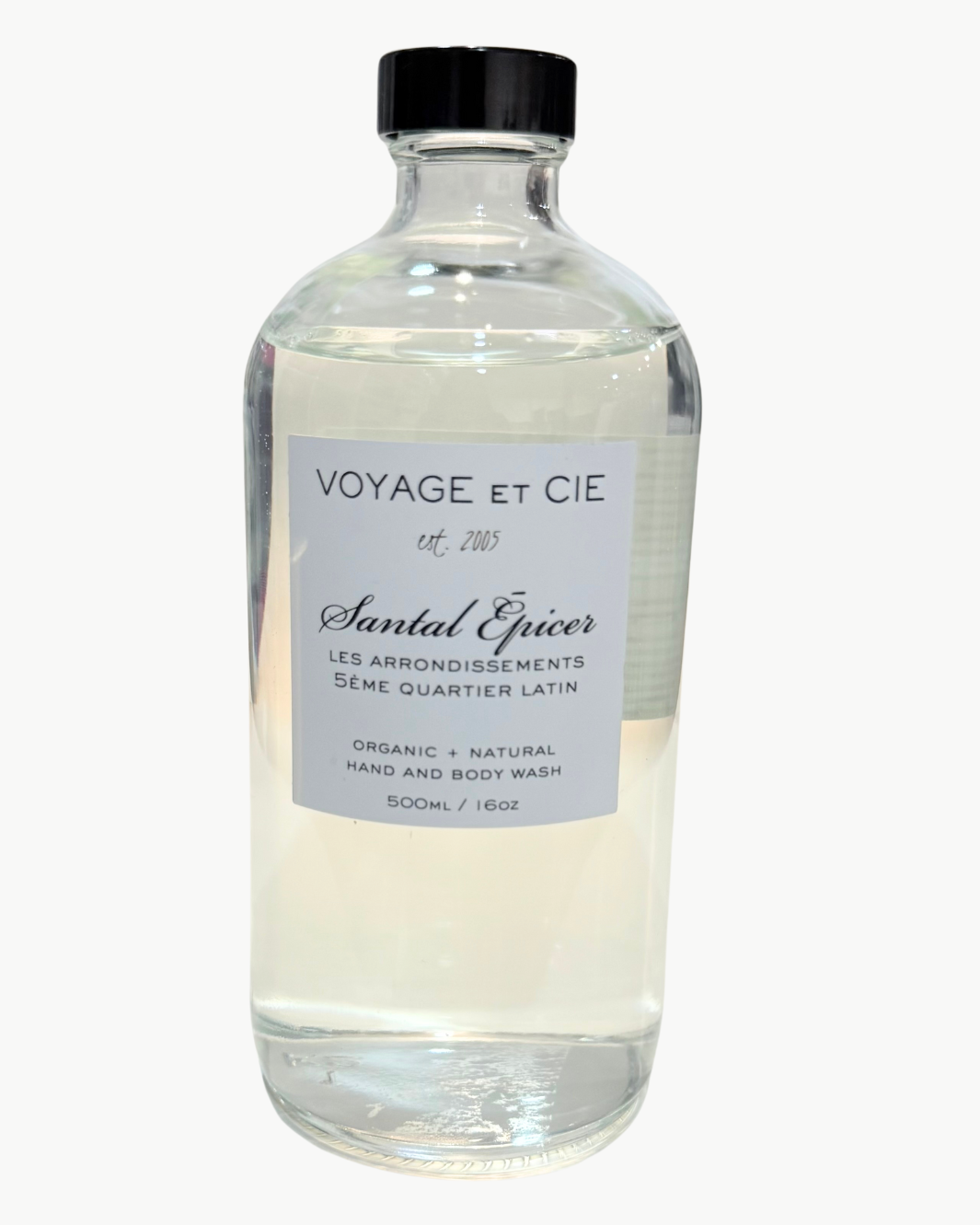BODY WASH IN SANTAL CLEAR GLASS by Voyage et Cie - Romi Boutique
