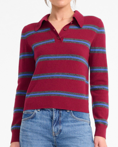 GEMMA CASHMERE SWEATER IN CRIMSON STRIPE