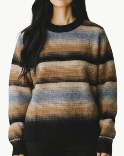 BRUSHED OMBRE STRIPE CREW IN NIGHT COMBO