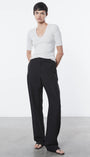 Enza Costa TEXTURED RIB HALF SLEEVE U at Romi Boutique
