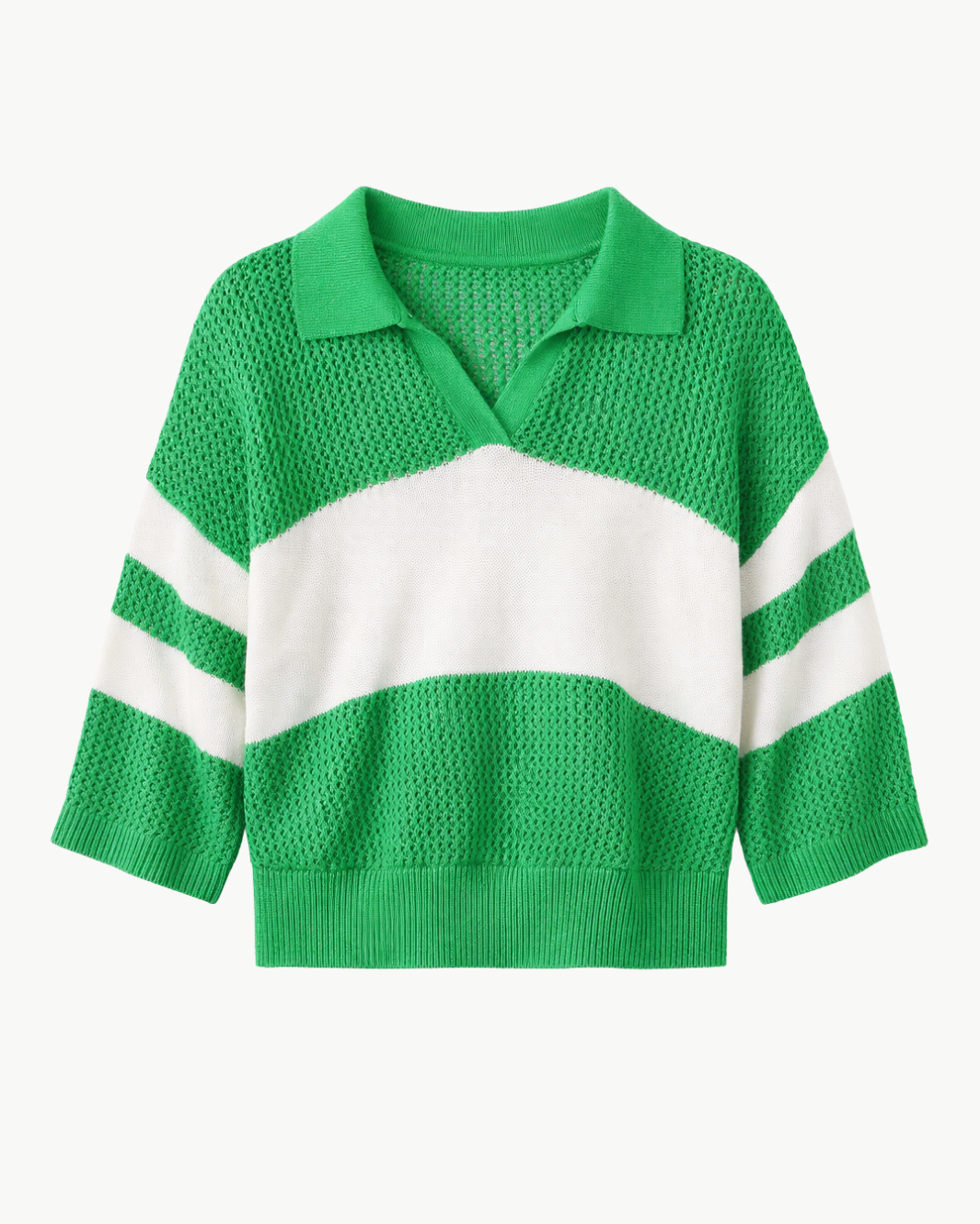 525 ZURI JOHNNY COLLAR MESH RUGBY PULLOVER at Romi Boutique