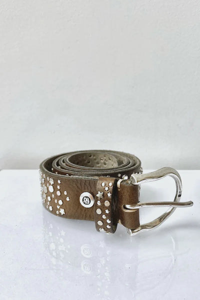 STERORA STAR SILVER BELT IN GREY TAUPE - Romi Boutique