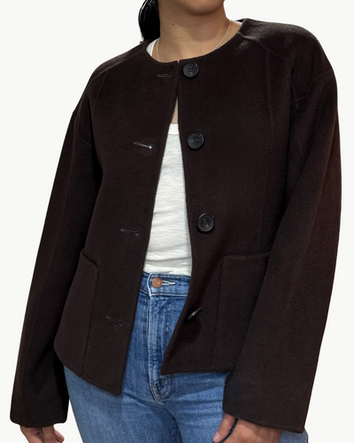 ELSIE DOUBLE FACED WOOL COAT IN SABLE