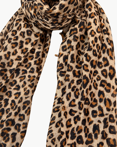 CASHMERE AND SILK SCARF IN DULCE LEOPARD - Romi Boutique