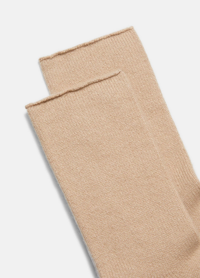 CASHMERE JERSEY SHORT SOCKS IN CAMEL - Romi Boutique