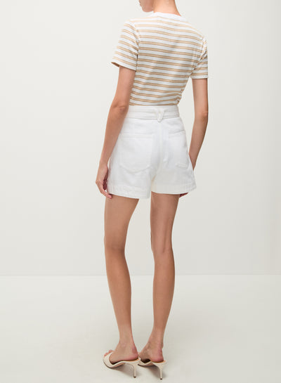 DEKALB RIBBED HENLEY T-SHIRT IN KHAKI/WHITE
