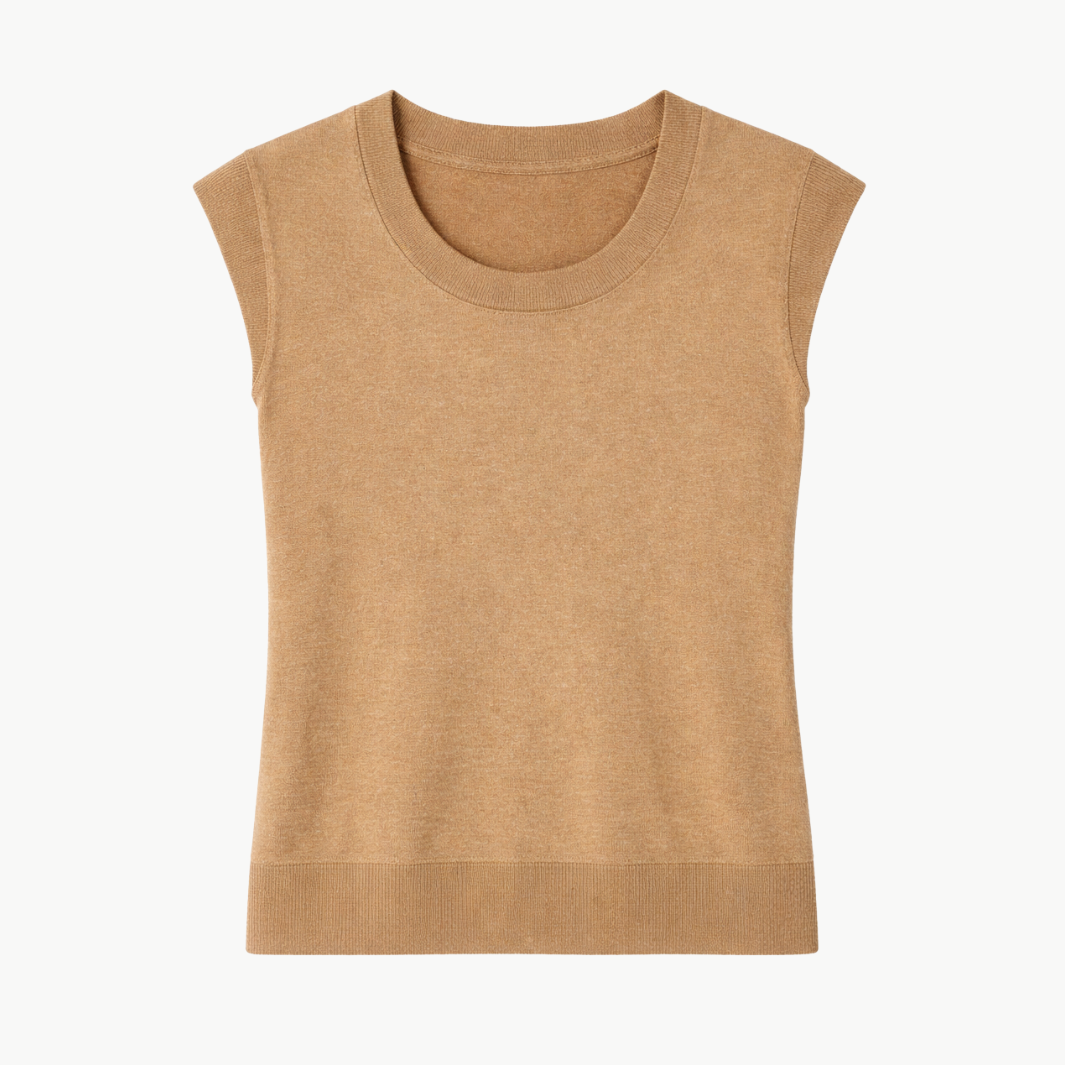 Minnie Rose SUPIMA SCOOP NECK CAP SLEEVE TOP at Romi Boutique