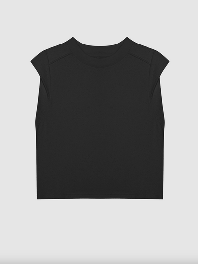 MAE ROLLED SLEEVE TANK IN JET BLACK