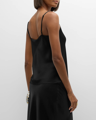 GLORIA V-NECK BIAS CUT SILK CAMI IN BLACK