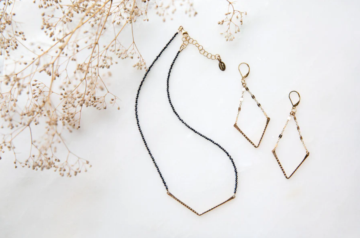 V EARRINGS MEDIUM IN MIX METAL by Maya Bauman - Romi Boutique