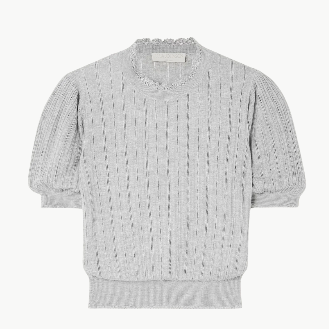 Ulla Johnson GEMMA SHORT SLEEVE KNIT TOP at Romi Boutique