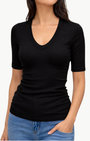 Enza Costa TEXTURED RIB HALF SLEEVE U at Romi Boutique