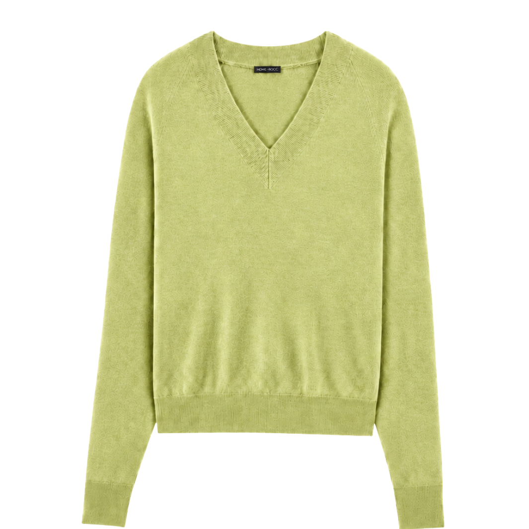 Minnie Rose Cashmere Long Sleeve Shrunken V Neck at Romi Boutique