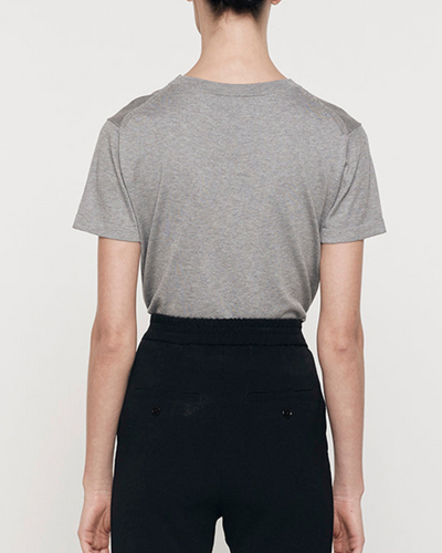 SILK KNIT PERFECT TEE IN HEATHER GREY
