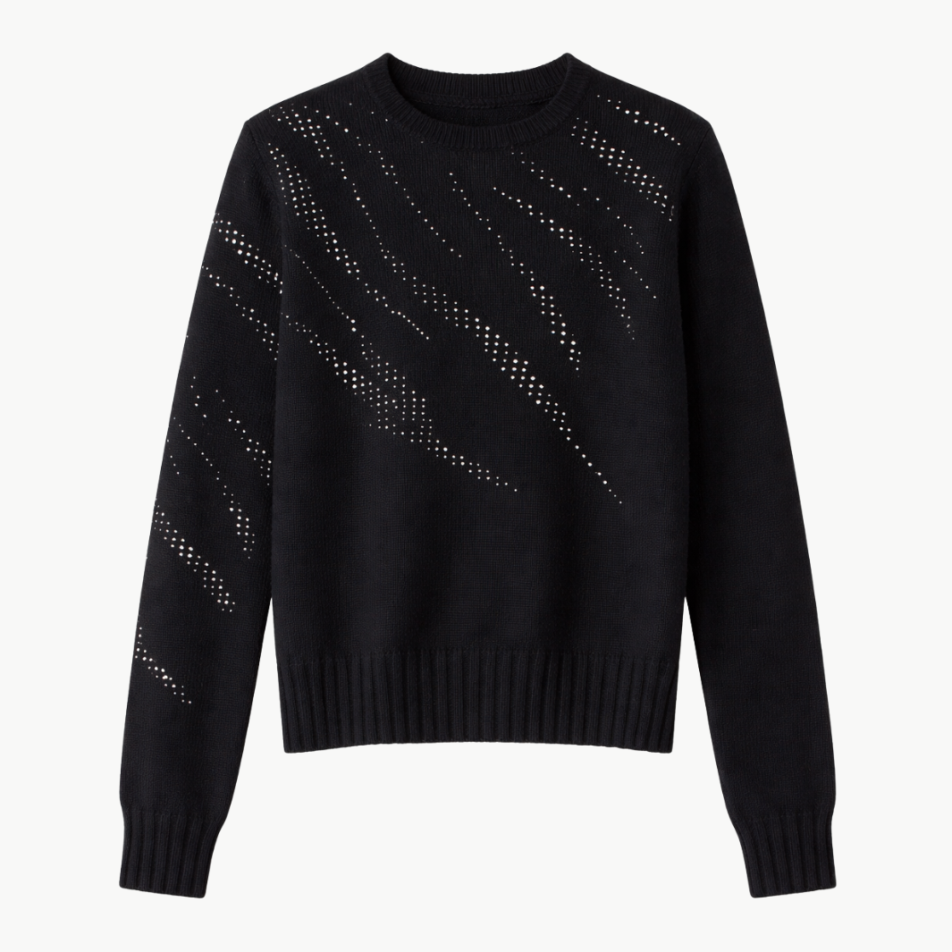 HOT FIX ZEBRA CASHMERE CREW NECK JUMPER