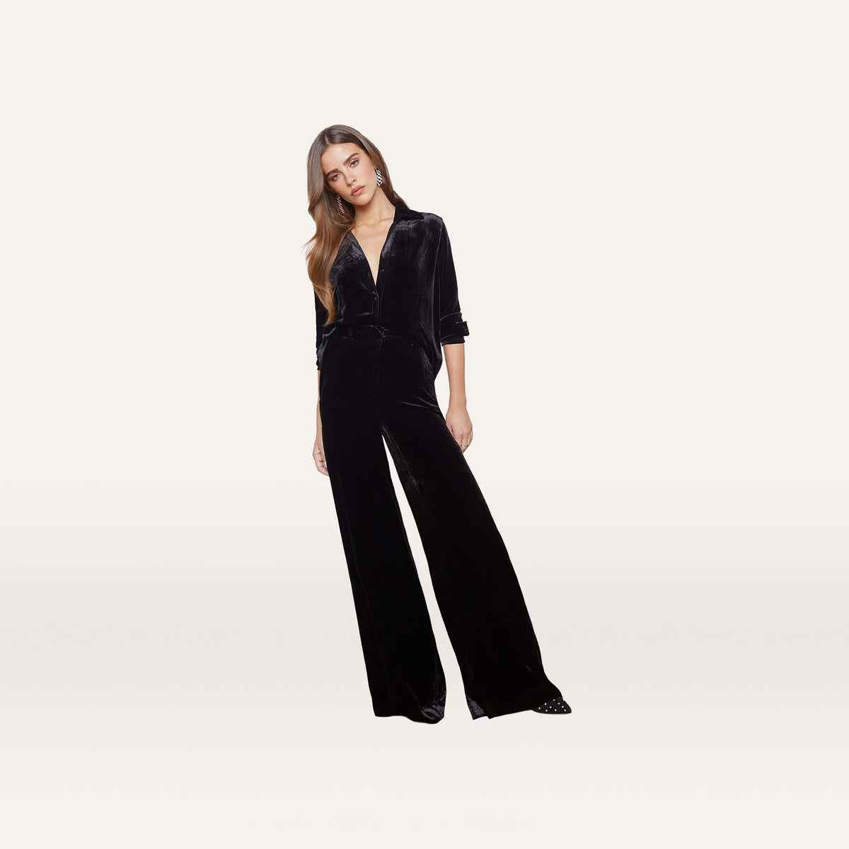 Pilar Velvet Wide-Leg Pant