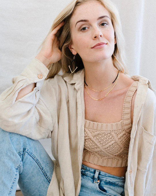 BEADED V EARRINGS SMALL IN BLACK by Maya Bauman - Romi Boutique