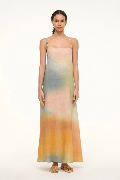 LAURA LINEN DRESS IN PASTEL CLOUDS