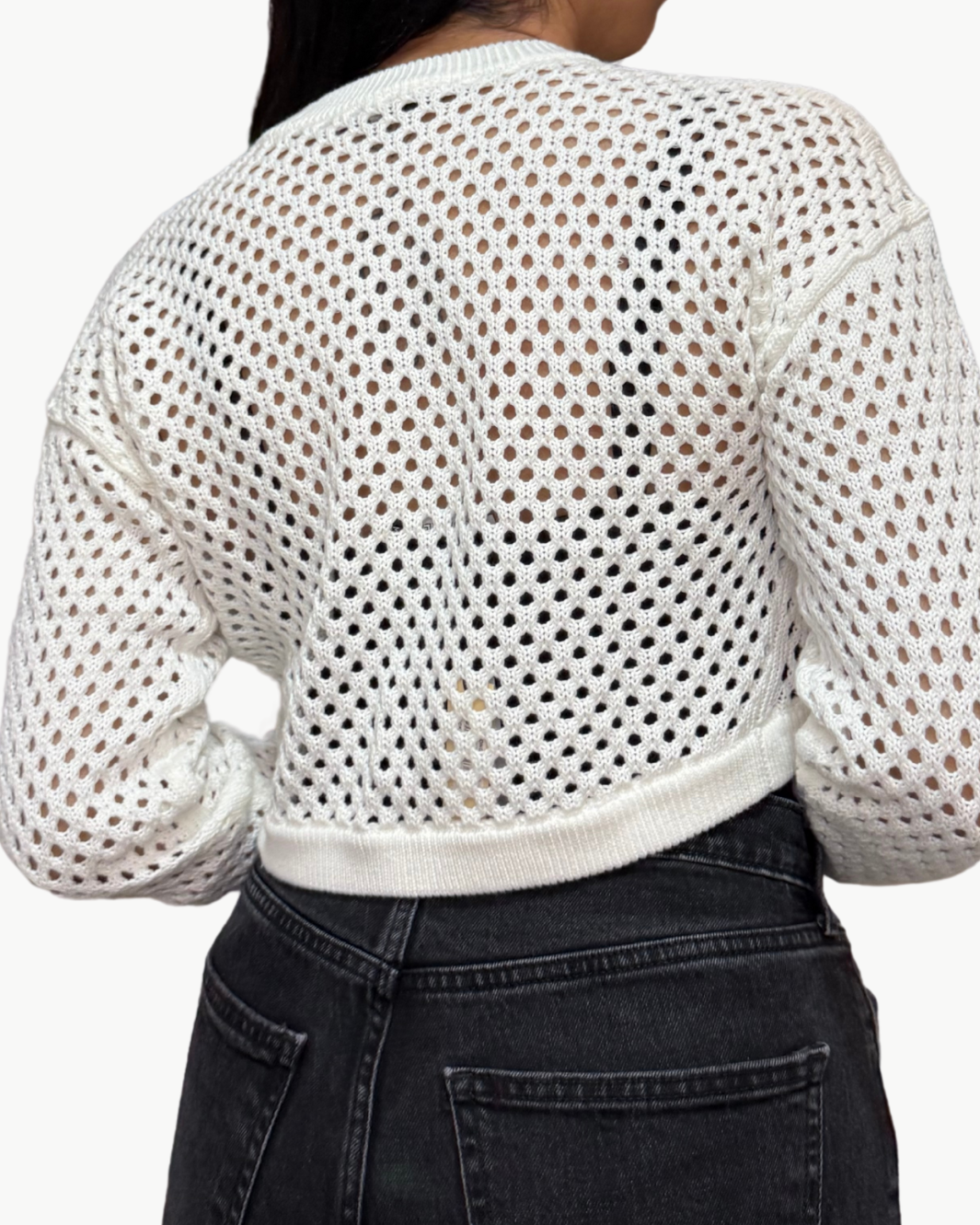 MESH SHRUG IN BLEACH WHITE