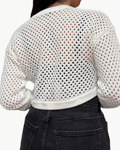 MESH SHRUG IN BLEACH WHITE