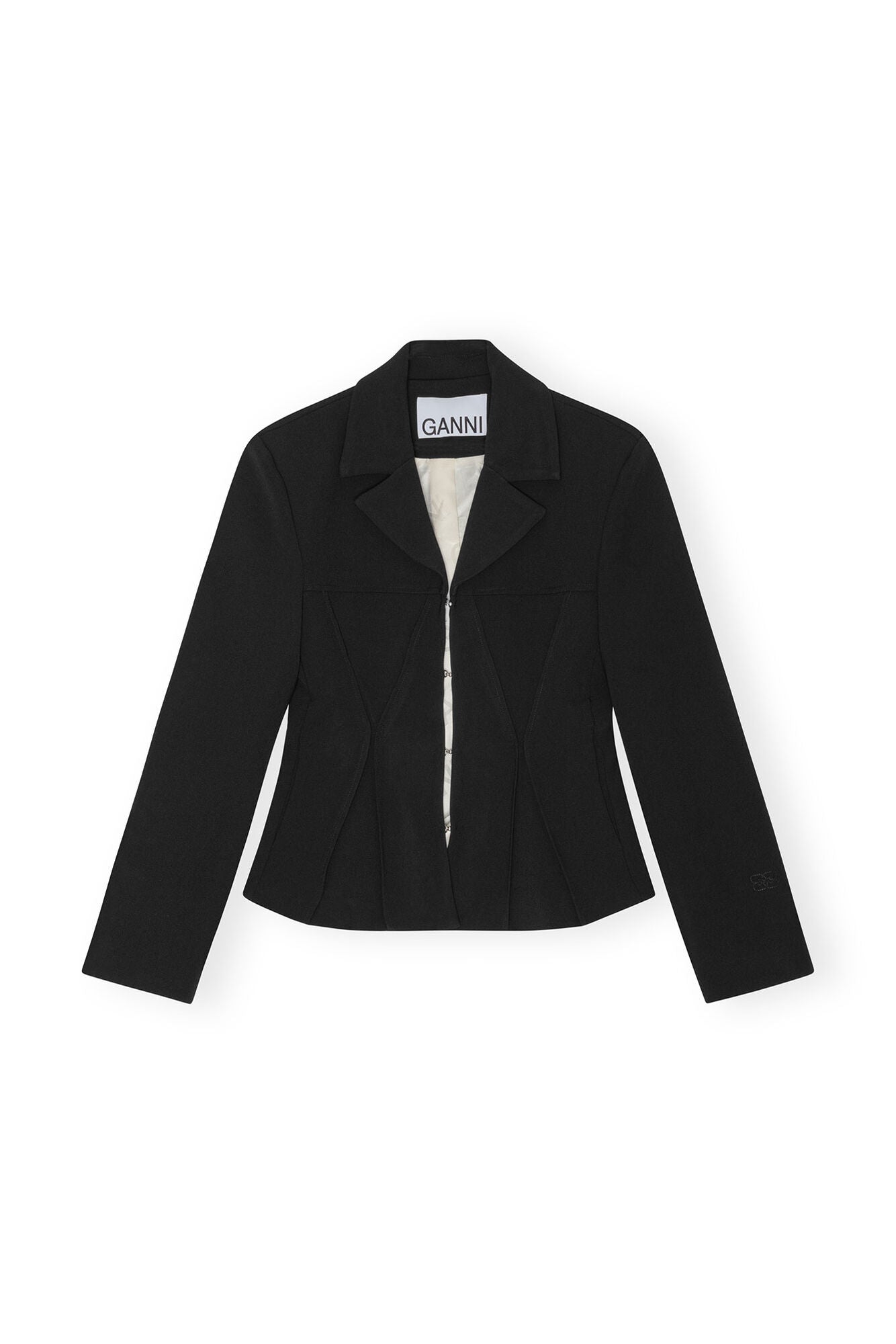BONDED CREPE FITTED BLAZER IN BLACK - Romi Boutique