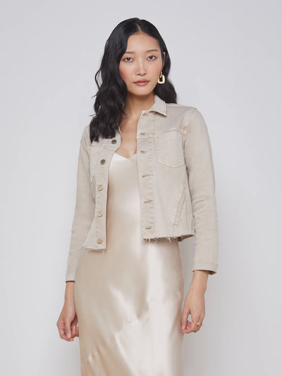 JANELLE SLIM RAW JACKET IN BISCUIT - Romi Boutique