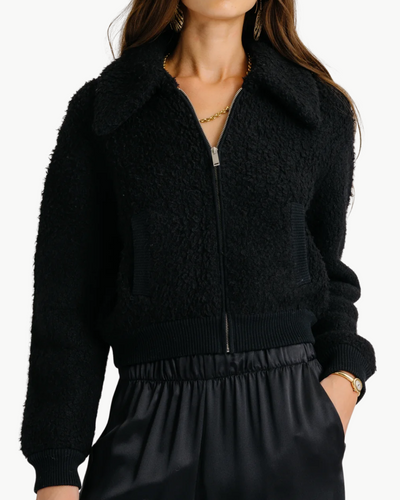 CODY COLLARED ZIP UP JACKET IN BLACK