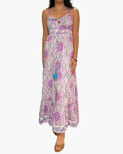 ALEXIS MAXI DRESS IN PINK HEARTS - Romi Boutique