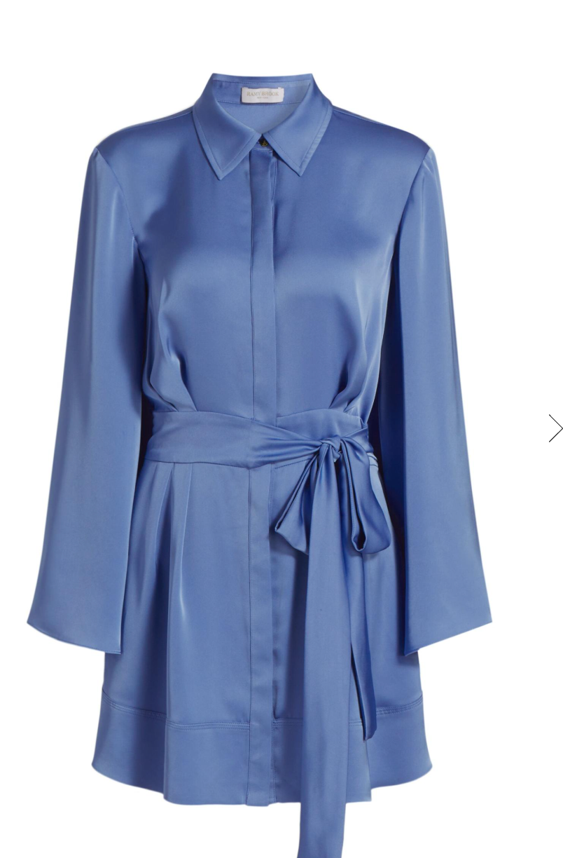 MARIANA BUTTON DOWN MINI DRESS IN CORNFLOWER - Romi Boutique