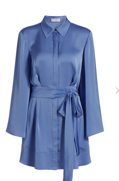 MARIANA BUTTON DOWN MINI DRESS IN CORNFLOWER - Romi Boutique