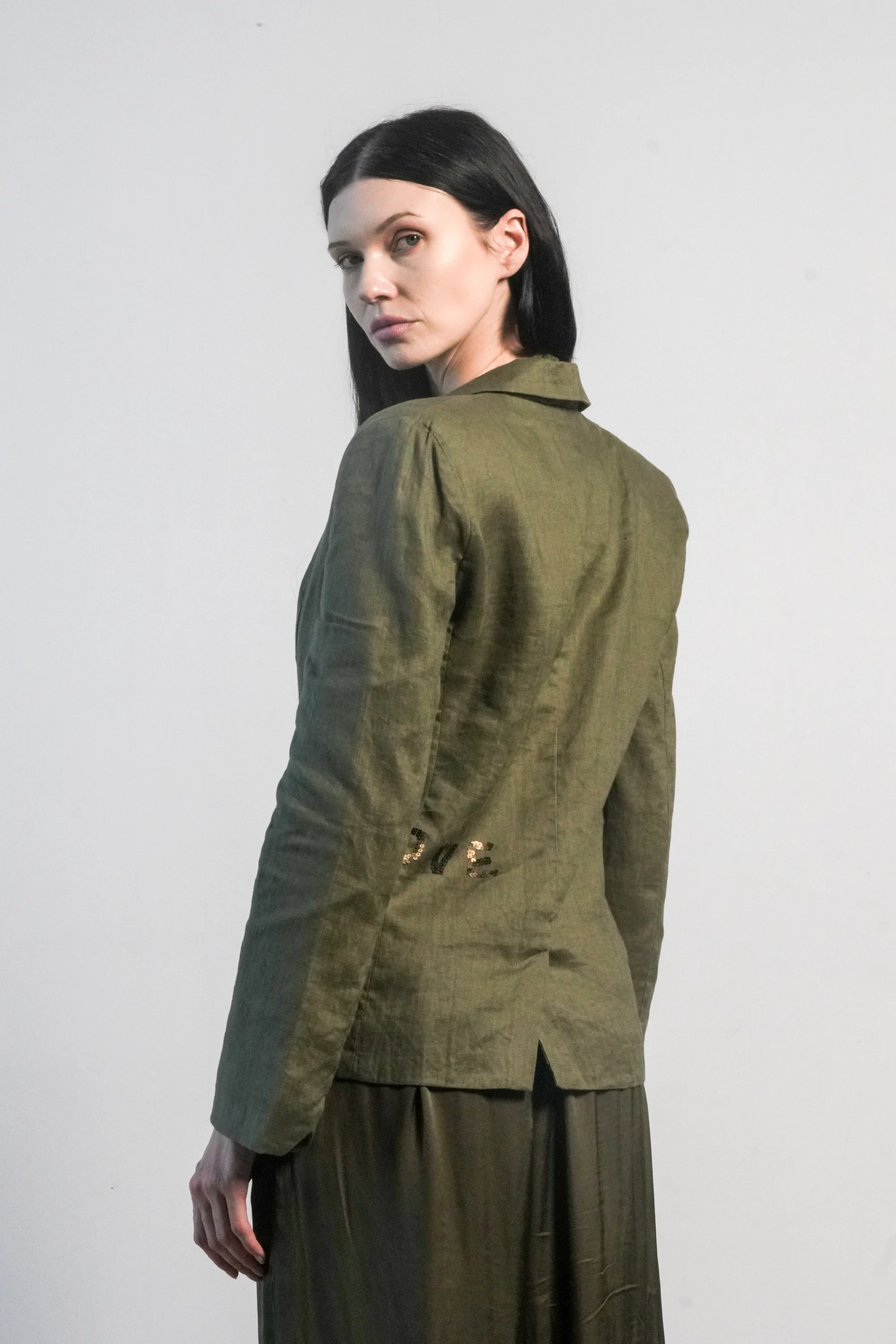 PARIS LINEN JACKET IN OLIVE