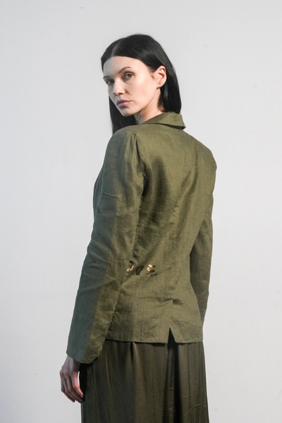 PARIS LINEN JACKET IN OLIVE