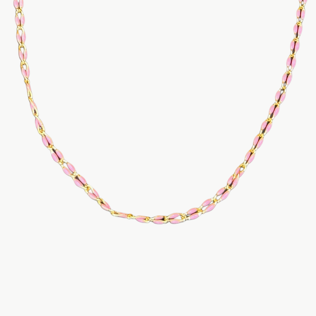 MARIT RAE OVAL LINK NECKLACE IN BUBBLEGUM PINK