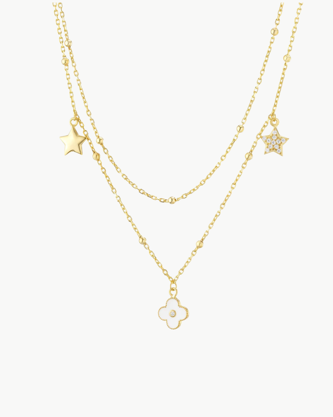Clover Bead Star Multi Strand Necklace