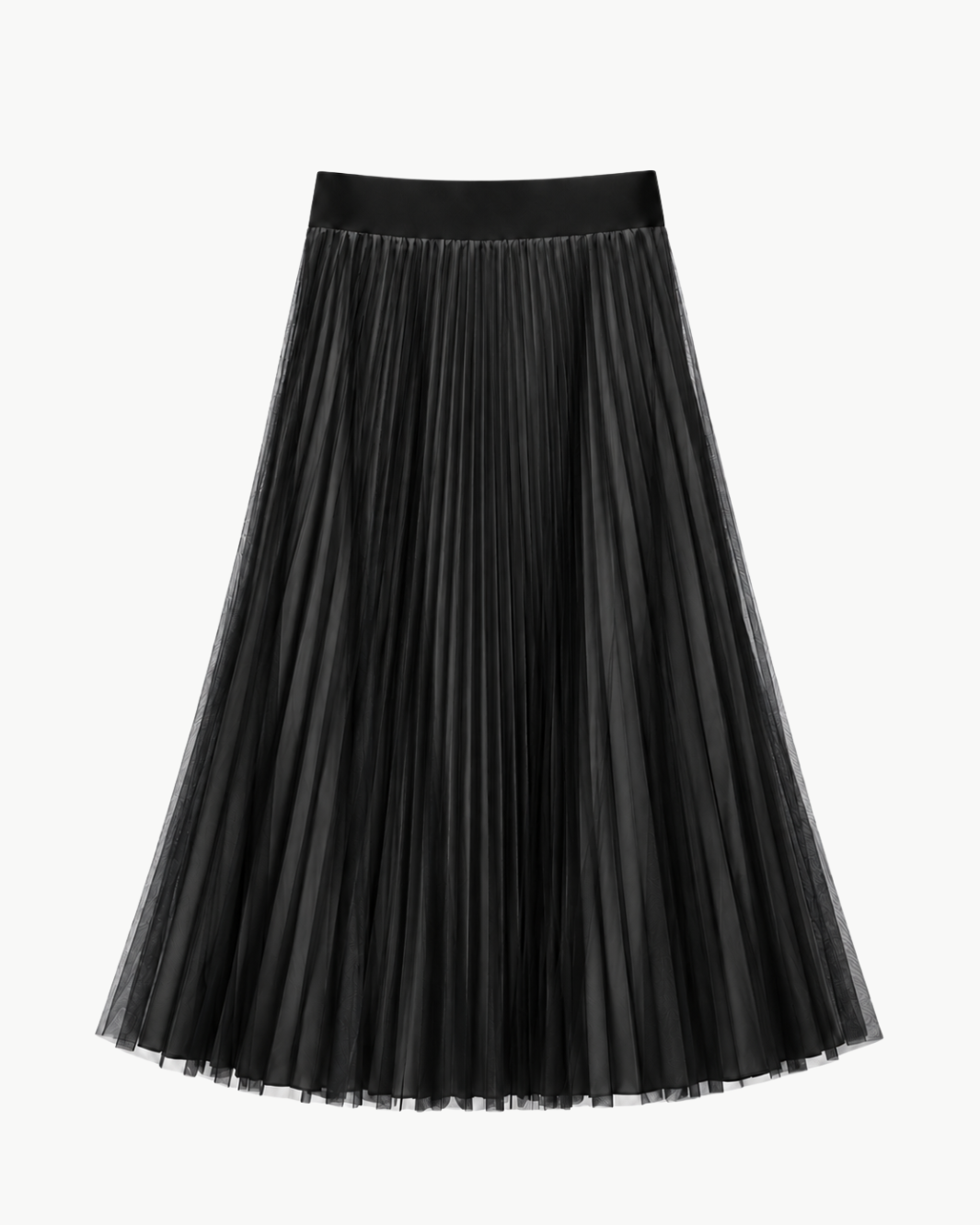 Classic Satin Skirt with Mesh Overlay
