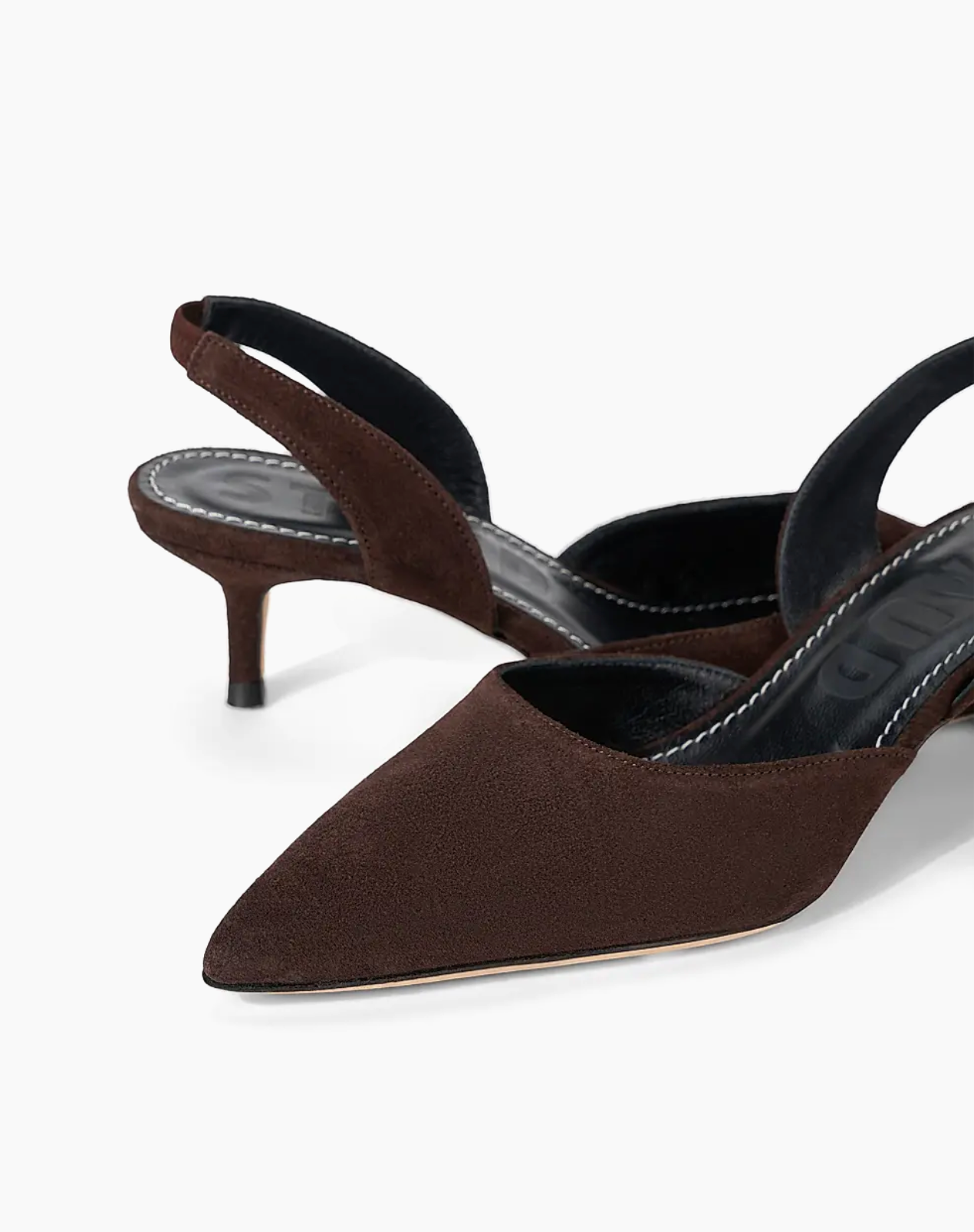 Staud SEBASTIAN SLINGBACK IN SUEDE ESPRESSO at Romi Boutique