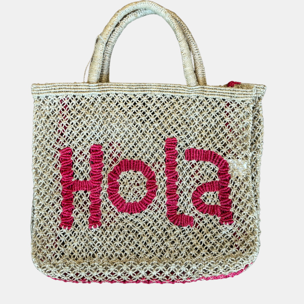 THE JACKSONS HOLA JUTE BAG IN NATURAL at Romi Boutique