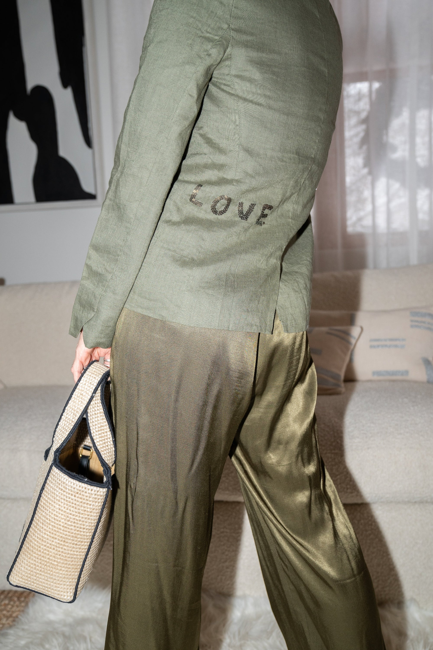 PARIS LINEN JACKET IN OLIVE