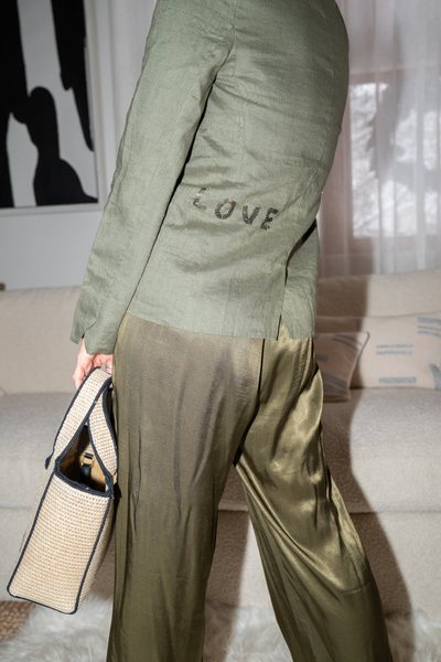 PARIS LINEN JACKET IN OLIVE