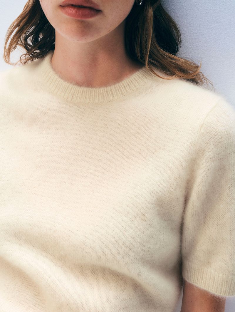 BRUSHED CASHMERE TEE IN IVORY