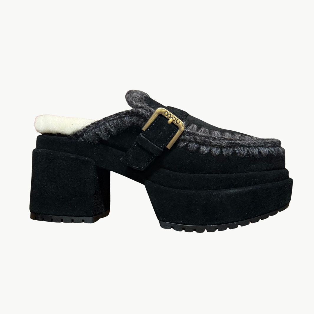 PLATFORM CLOG WITH BUCKLE STRAP IN BLACK